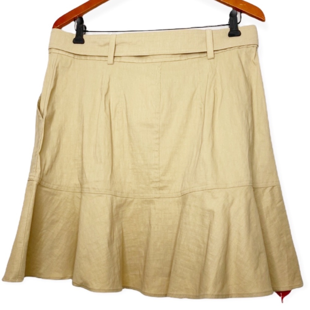 A.L.C. Miley Fluted Belted Linen Blend Mini Skirt Size 14 - Picture 7 of 11
